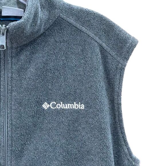 COLUMBIA Men's Outerwear Vest Fleece Sleeveless Full Zip In Gray Size Large - Picture 3 of 8